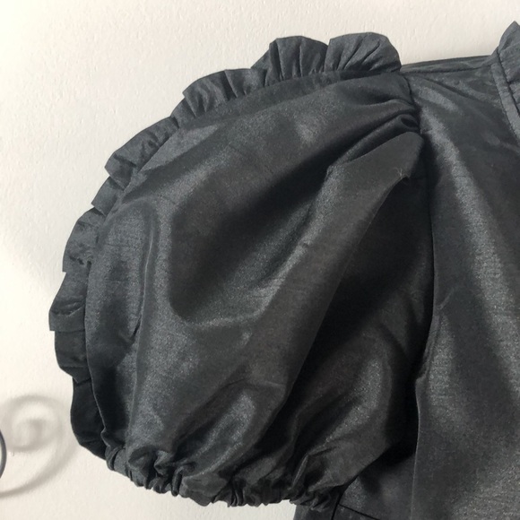 NWOT Kika Vargas x Target Tiered Ruffle Edge Puff Sleeve Midi Black Dress - Picture 5 of 16